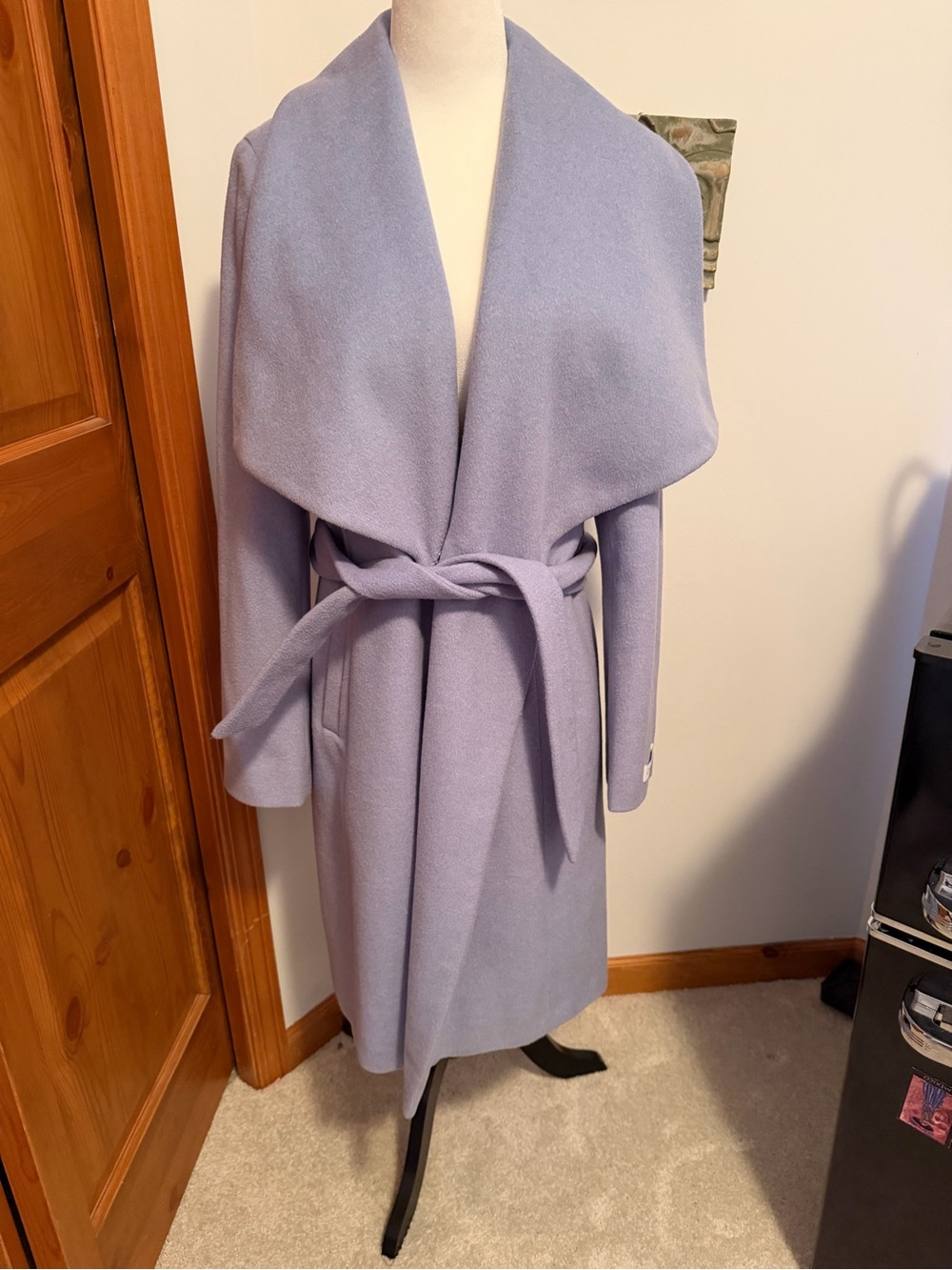 Calvin Klein Lilac Wrap Belted Wool Coat